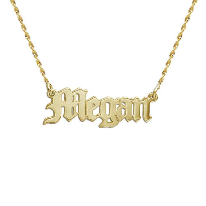 14k Gold Old English Style Name Necklace 2-3 produkt billede
