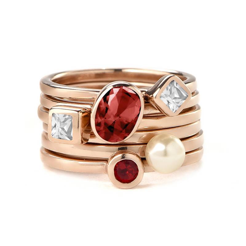 18K Rose Gold Plated Stackable Crystal Clear Rhombus Ring-3 produkt billede