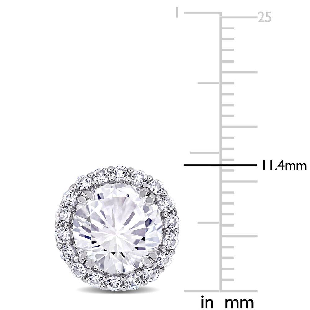 8.0mm Lab-Created White Sapphire Frame Stud Earrings in Sterling Silver-4 produkt billede