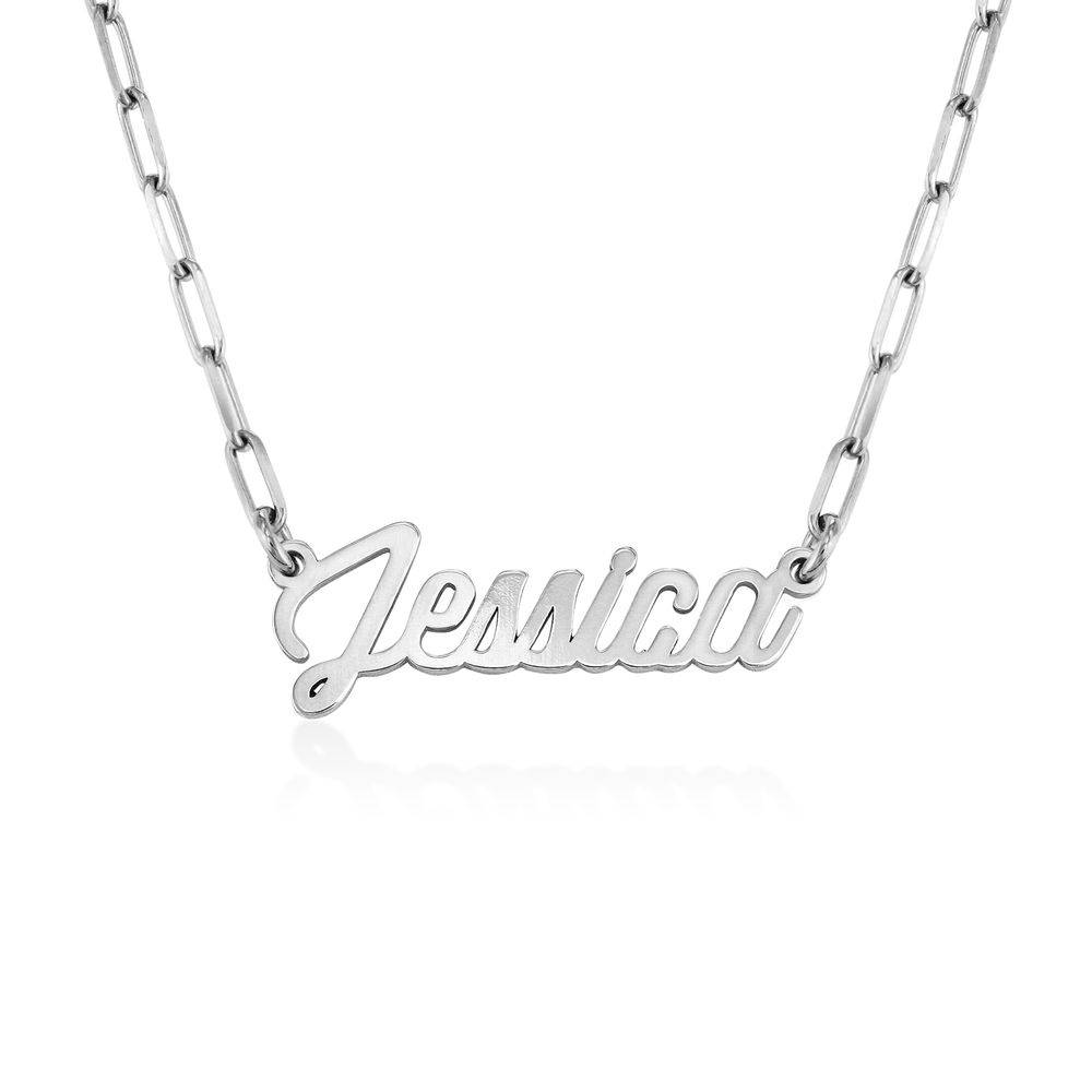 Chain Link Script Name Necklace in Sterling Silver-1 produkt billede