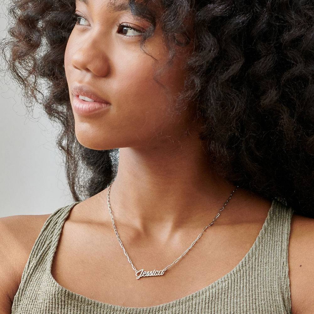 Chain Link Script Name Necklace in Sterling Silver-3 produkt billede