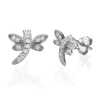 Cubic Zirconia Dragonfly Stud Earrings-1 produkt billede