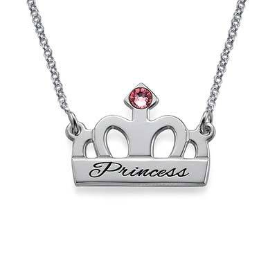 Engraved Crown Necklace in Silver ß-1 produkt billede