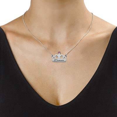 Engraved Crown Necklace in Silver ß-2 produkt billede