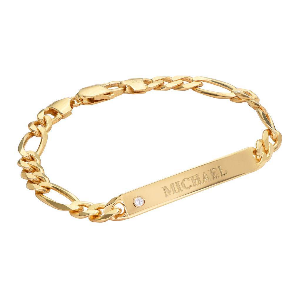 ID Bracelet for Men in Gold Plated with Diamond-1 produkt billede