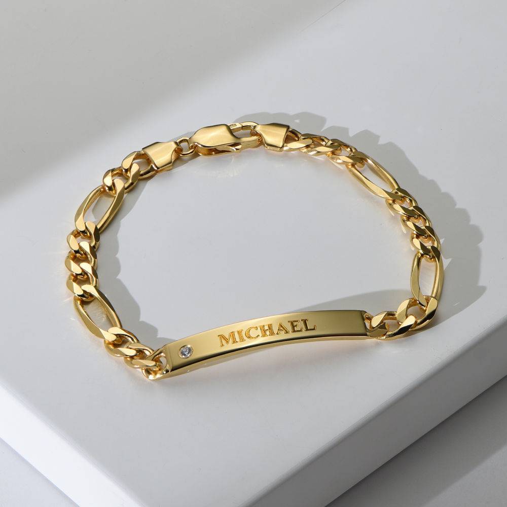 ID Bracelet for Men in Gold Plated with Diamond-2 produkt billede
