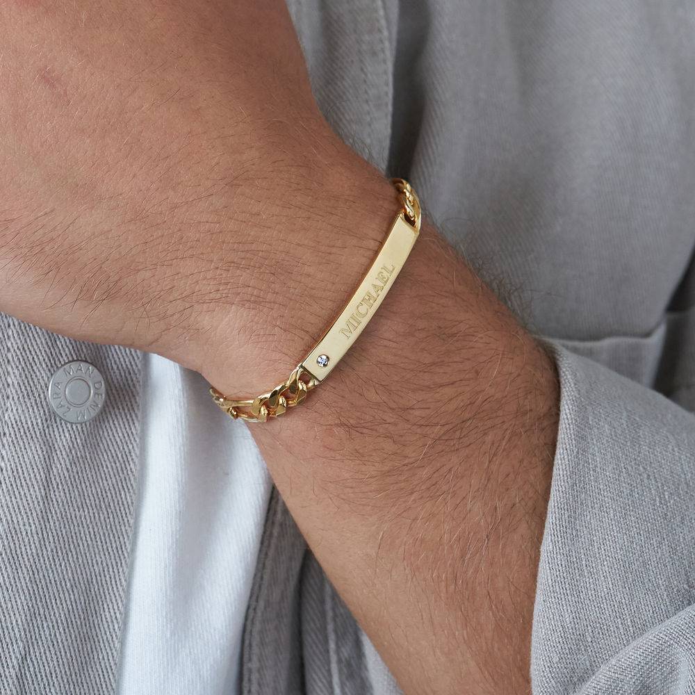 ID Bracelet for Men in Gold Plated with Diamond-4 produkt billede