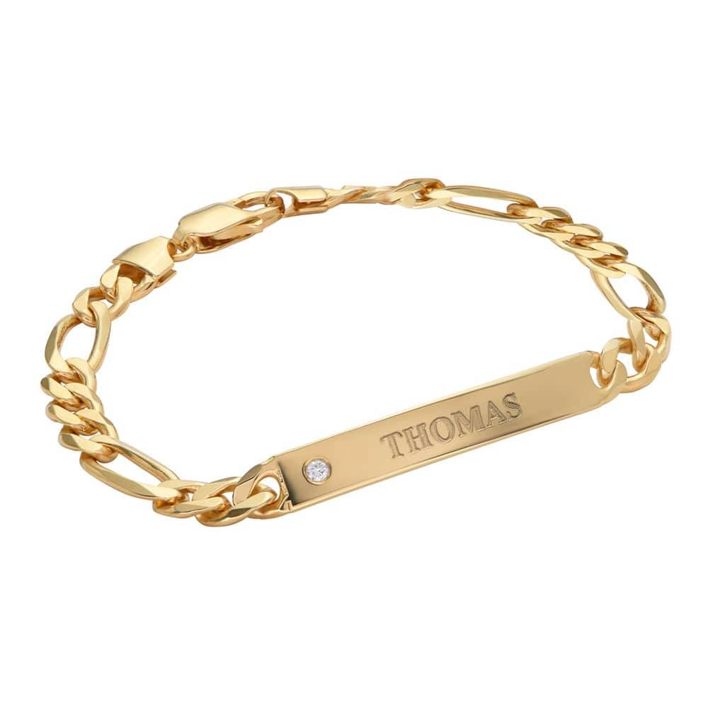 ID Bracelet for Men in Gold Vermeil with Diamond-1 produkt billede