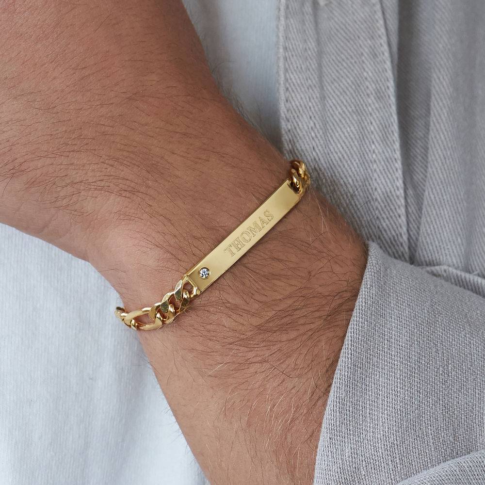 ID Bracelet for Men in Gold Vermeil with Diamond-4 produkt billede