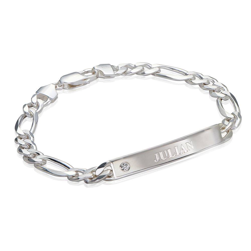 ID Bracelet for Men in Sterling Silver with Diamond-1 produkt billede