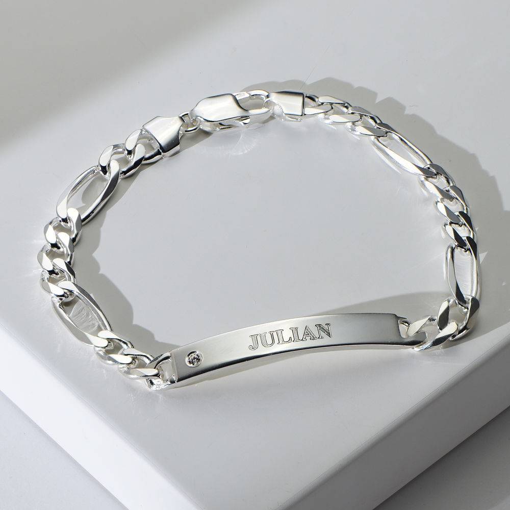 ID Bracelet for Men in Sterling Silver with Diamond-2 produkt billede
