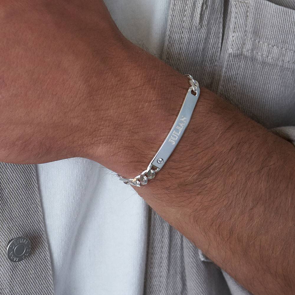 ID Bracelet for Men in Sterling Silver with Diamond-4 produkt billede