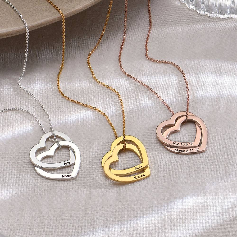 Interlocking Hearts Necklace with 18K Gold Plating-2 produkt billede