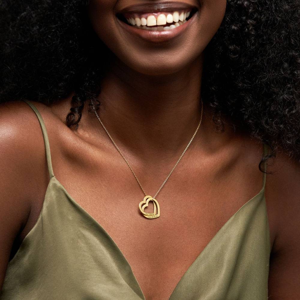 Interlocking Hearts Necklace with 18K Gold Plating-3 produkt billede