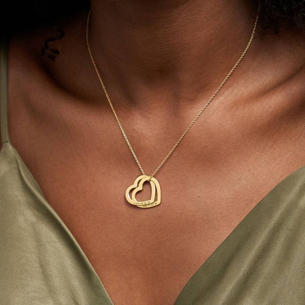 Interlocking Hearts Necklace with 18K Gold Plating-4 produkt billede