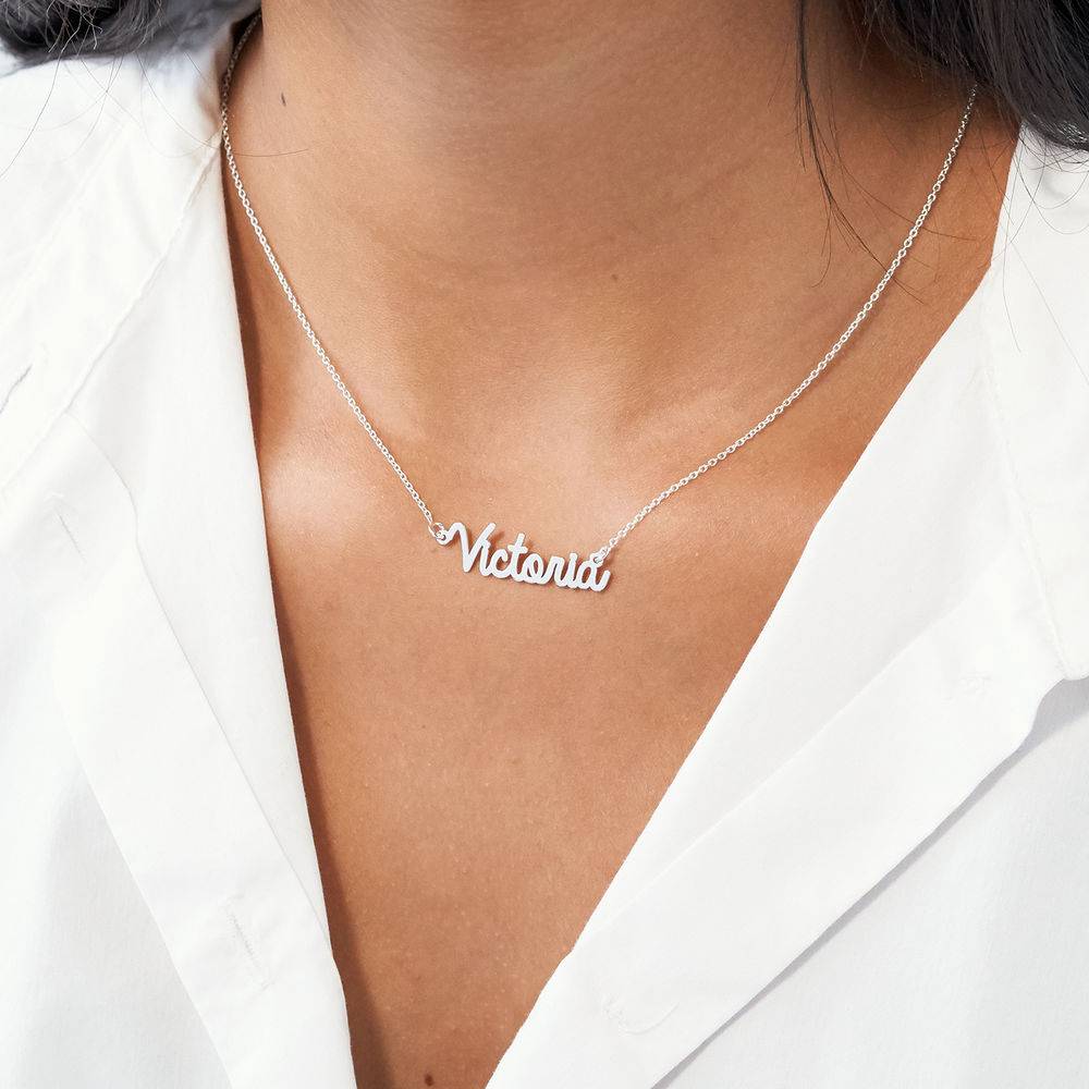 Personalized Cursive Name Necklace in Sterling Silver-4 produkt billede