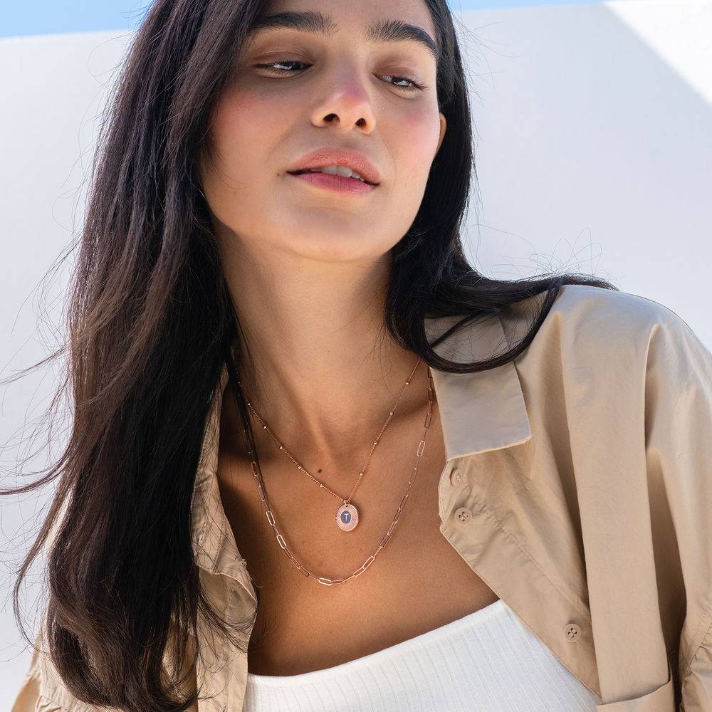 Abbey 3D Stavhalskæde med Halvædelsten i 18k Guld Vermeil-1 produkt billede