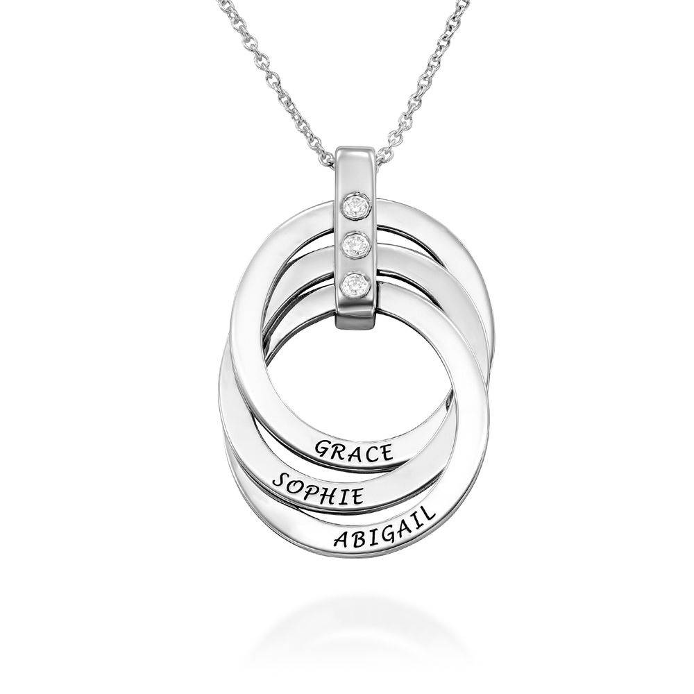 Russian Ring Circle Pendant Necklace with Diamond in Sterling Silver-1 produkt billede