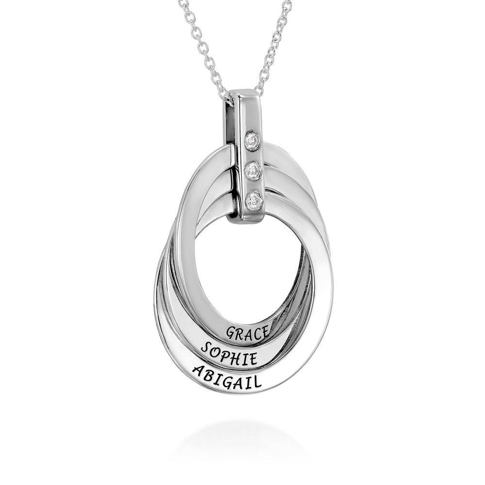 Russian Ring Circle Pendant Necklace with Diamond in Sterling Silver-2 produkt billede