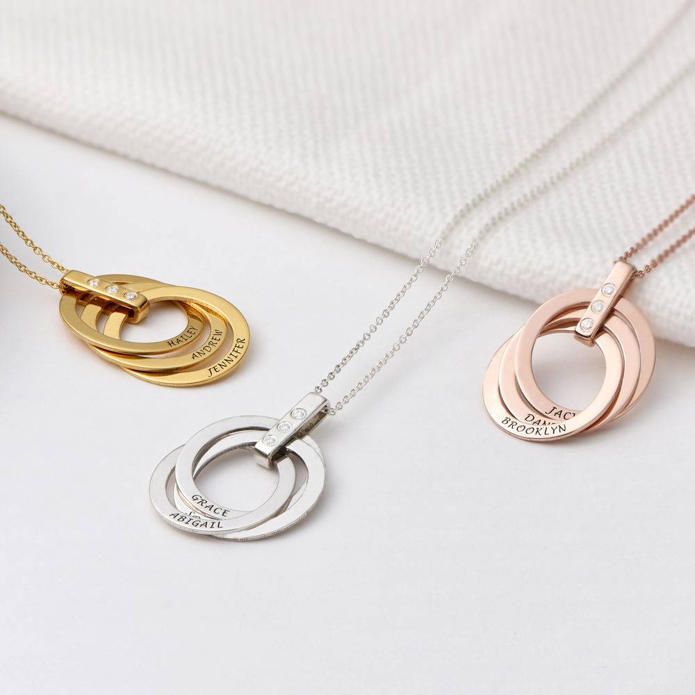 Russian Ring Circle Pendant Necklace with Diamond in Sterling Silver-3 produkt billede