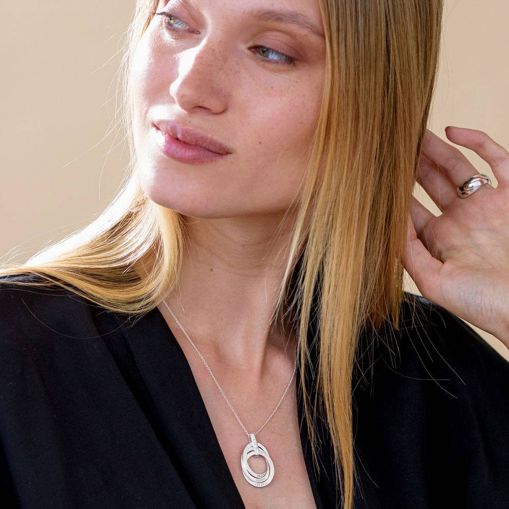 Russian Ring Circle Pendant Necklace with Diamond in Sterling Silver-4 produkt billede