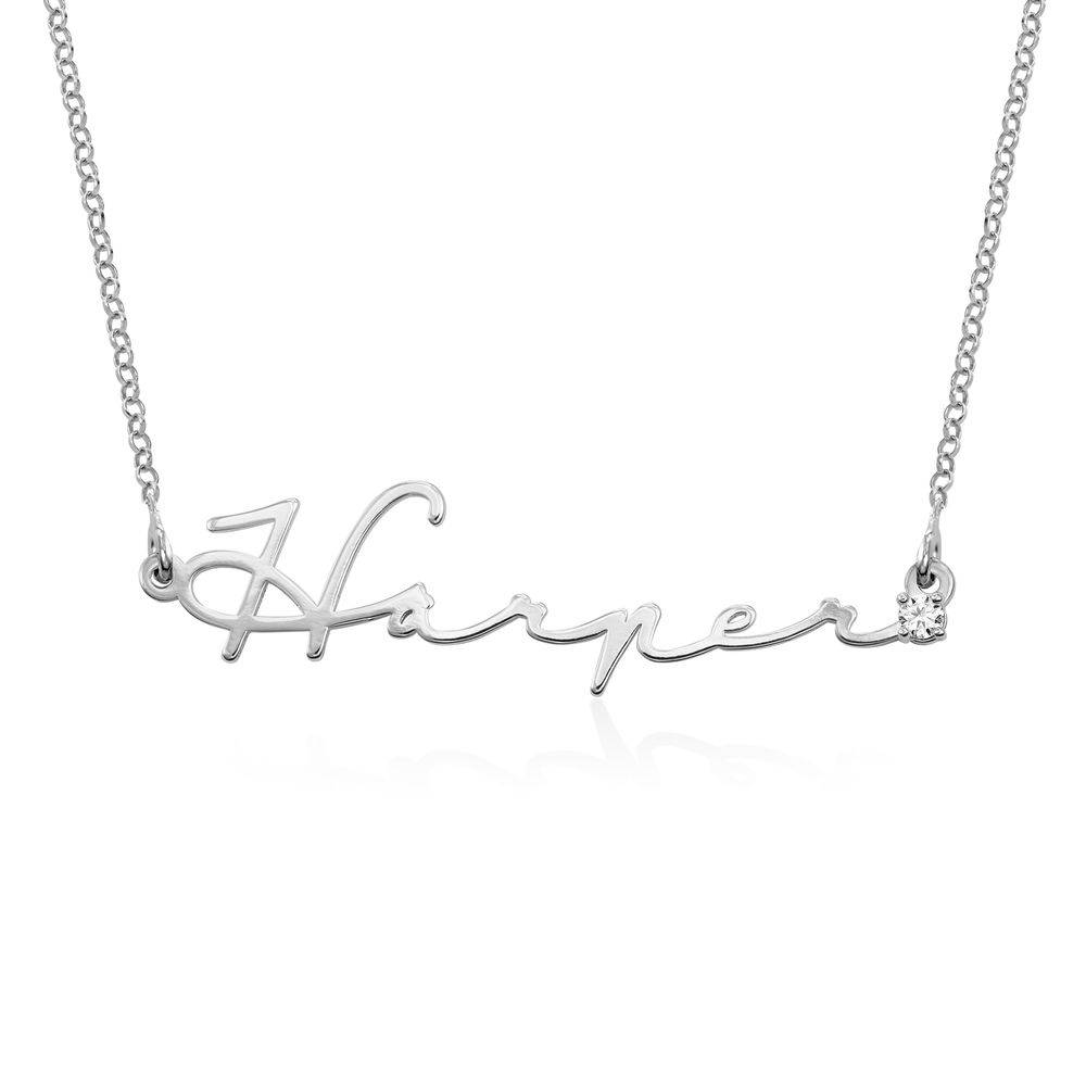 Signature Style Name Necklace in Sterling Silver with Diamond-1 produkt billede