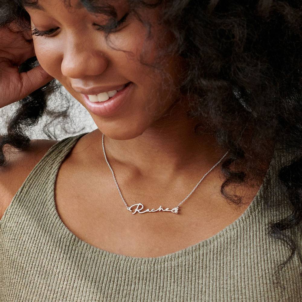 Signature Style Name Necklace in Sterling Silver with Diamond-3 produkt billede