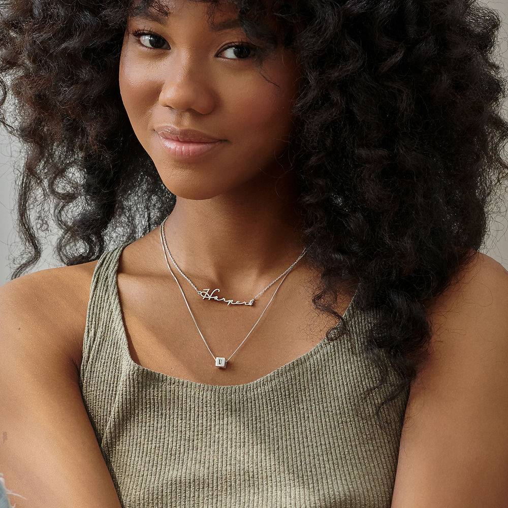 Signature Style Name Necklace in Sterling Silver with Diamond-4 produkt billede
