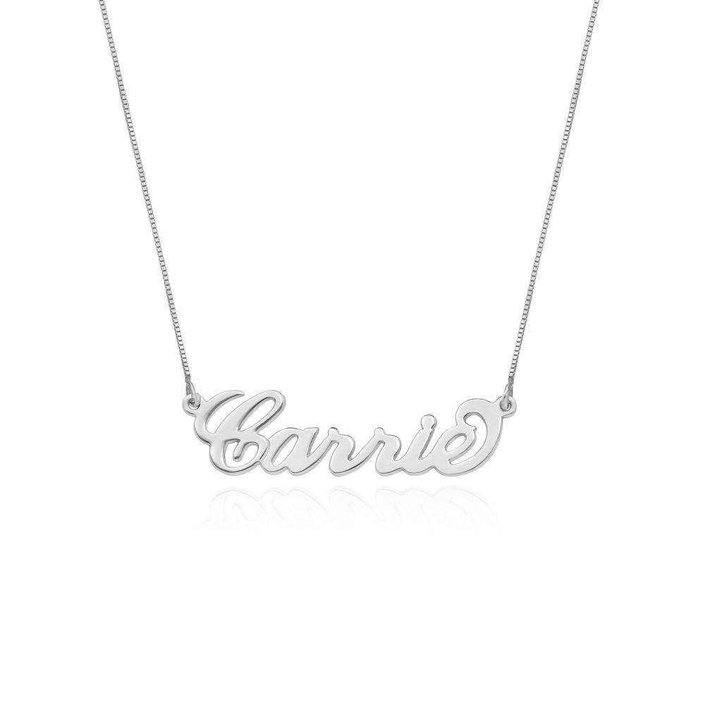 Small 14k White Gold “Carrie” Style Name Necklace-1 produkt billede