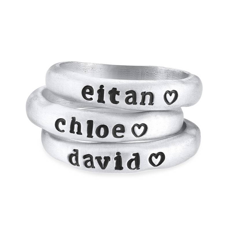 Stackable Engraved Ring with Names in Sterling Silver-3 produkt billede
