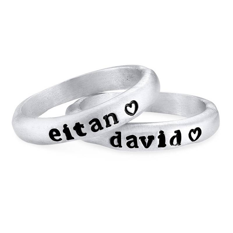 Stackable Engraved Ring with Names in Sterling Silver-2 produkt billede